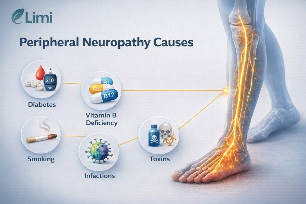 علاج التهاب الأعصاب - أسباب التهاب الأعصاب الطرفية مثل السكري ونقص فيتامينات ب